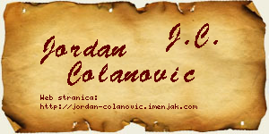 Jordan Čolanović vizit kartica
